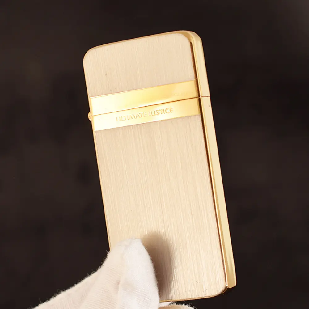 Retro Brass Metal Windproof Fuel-Free Lighter with Raw Copper Plate - Gold Wire-Drawing Large Grinding Wheel, Slim Portable Simple Solid EDC Men's Car Accessories, Vehicle Accessory, Car Interior Decoration Gift