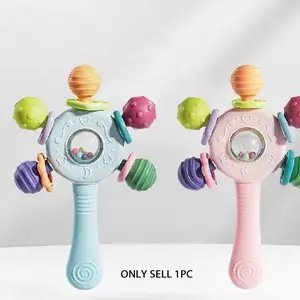 1pcSoft Silicone Baby Teether Rattle Toy, Teething Relief & Sensory Development Toy for Babies 0-12 Months, Perfect Newborn Shower Gift