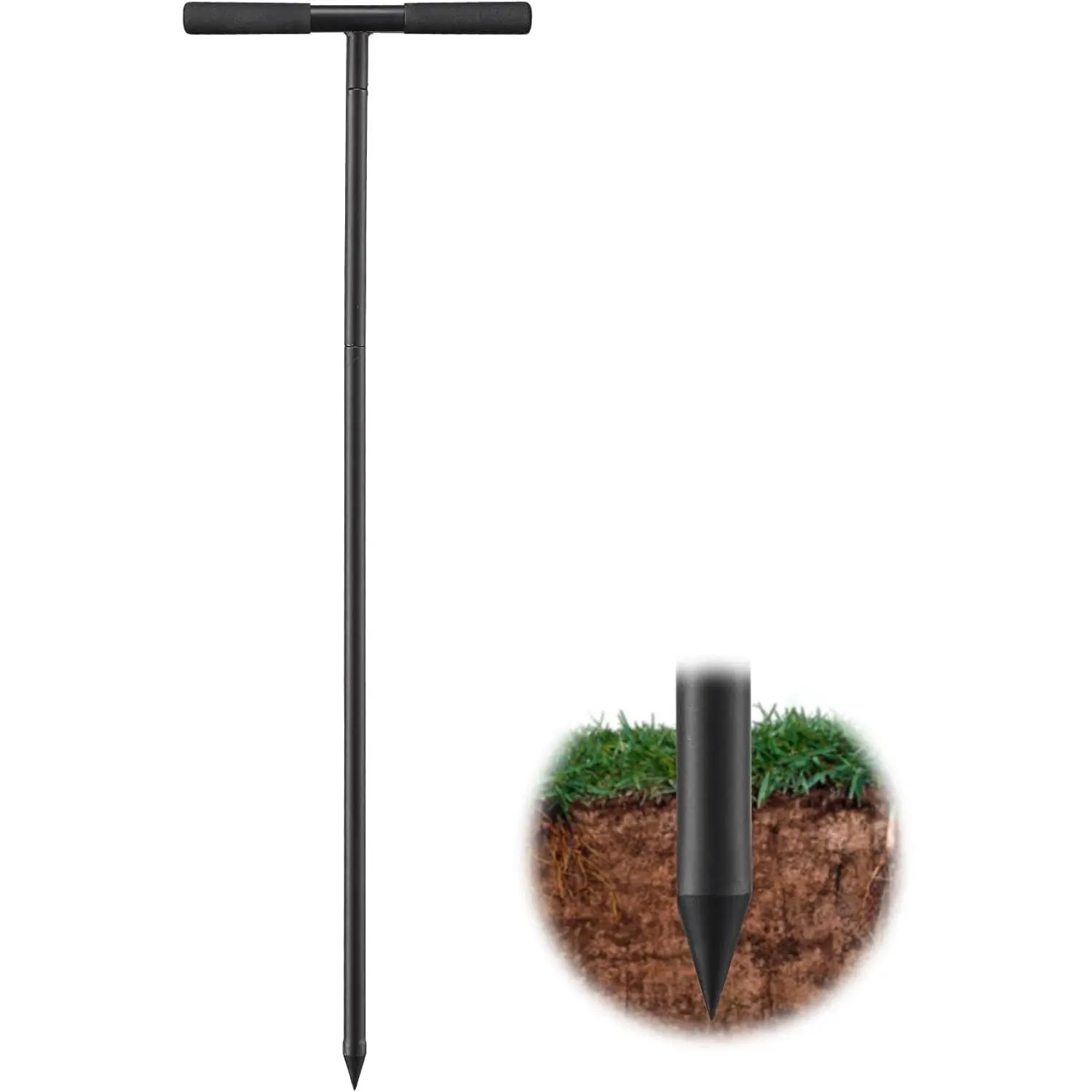 Soil Probe Rod, 48inch Adjustable Ground Rod with T-Handle - Metal Soil Probe for Plumbing Tool, Locating Septic Tank, Landscaping Garden Tool
