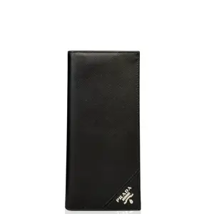 Pre-owned PRADA Leather small leather goods Continental Wallet Saffiano Calfskin Black (kc030126d9)