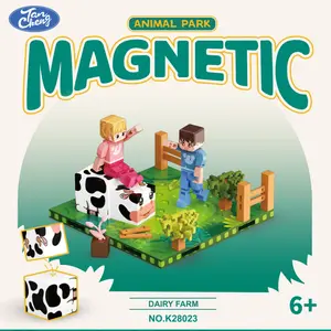 Minecraft Magnetic Building Blocks, DIY Animal Park Scene, Educational Puzzle Toy for Kids, Boys and Girls Gift, Creative Play Set