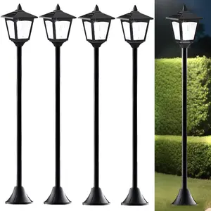 4 Pack 40'' Solar Garden Post Lights Waterproof LED Dusk Sensor for Patio & Driveway Decor Easy Installation Energy Saving IP65 Waterproof