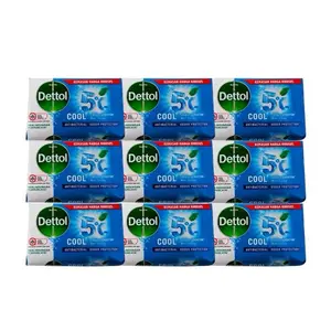 Dettol Cool Soap Pack of 9 - Cooler Sensation Antibacterial Odor Protection Comfortable Effective Body Care Cleanser 9 Bars