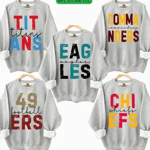 First Down Football Ash Grey Sweatshirt, All Team Football Sports, Retro Football Tees Team Colors, Cotton Shirt In Grey Color, Gift Shirt For Fan Favorite Football Team For Men & Women FF