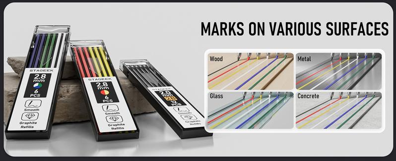STAGEEK 22 Pack Mechanical Carpenter Pencil Set with Sharpener 60 Refills, Automatic Center Punch, Carbide Scribe Tool, Eraser and Deep Hole Marker Pen, Heavy Duty Construction Pencil for Architect-With Pouch,Art Supplies STAGEEK 22 Pack Mechanical Carpenter Pencil Set with Sharpener 60 Refills, Automatic Center Punch, Carbide Scribe Tool, Eraser and Deep Hole Marker Pen, Heavy Duty Construction Pencil for Architect-With Pouch,Art Supplies