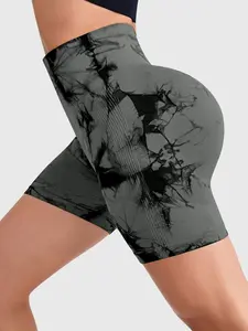 Women's High-Waisted Sporty Striped Yoga Shorts, Seamless Design for All Seasons, Perfect Fit & Comfortable Workout Wear, Seamless Sports Shorts