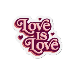 Die-Cut Vinyl Magnetic Fridge Magnets - Love is Love LGBTQ+ Pride Home Decor, Inspirational Soulmate Keepsake Gift