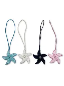 Elegant Handcrafted Beaded Star Pendant, Ocean Theme Bag Charm Keychain, Multiple Colors Available, Street Style Accessory, Keychain For Bags