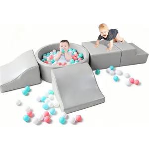 Foam Climbing Blocks  Toddler: with 4-Piece PU Leather Climbing Toys and a Ball Pit - Foam Ball Pit  Toddlers - Climbing Toys Indoor  Kids Crawling