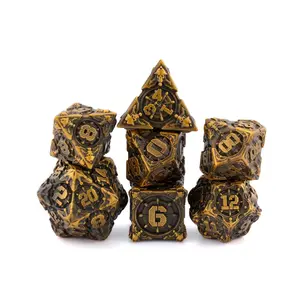 Pirate Ship Metal DnD Dice Set: 7-Piece Swashbuckler RPG Dice