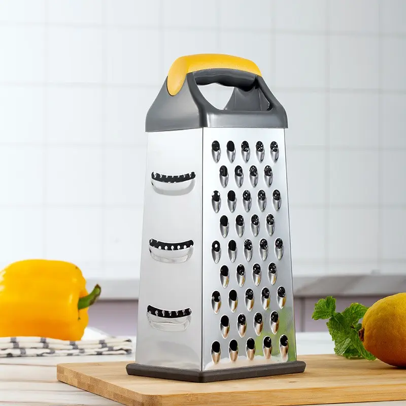 Stainless Steel Four-Sided Grater for Cheese, Carrot, Potato Slicing Machine, Kitchen Shredder, Vegetable Cutting Slicer, Compact Manual Kitchen Tool & Gadgets for Home & Restaurant Use, Vegetable Fruit Grater