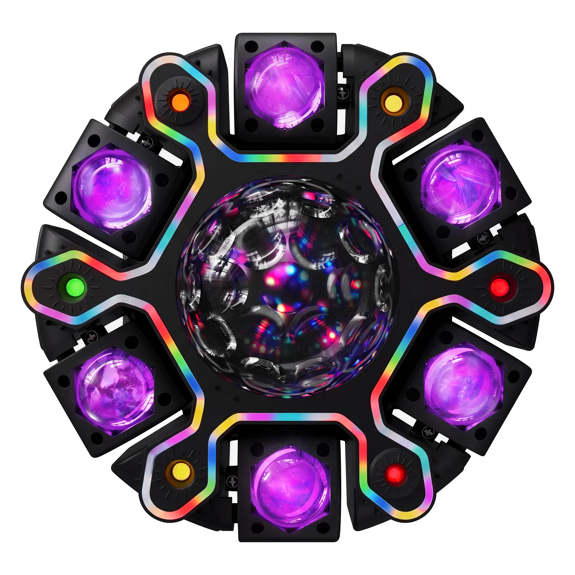 1-Pcs Durable Moving Head DJ Light - Disco Ball Arm King, RGBW Source, RGB Lights, Color Changing LED, Honeycomb Effects, 12 Modes, DMX512, Sound-Synced Decoration for Raves, Stage Events, Weddings