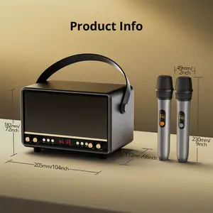 Portable Bluetooth Karaoke Speaker with 2 Wireless Microphones, PA System for Adults Kids with LED Lights, Supports FM/AUX/USB/TF for Home Party