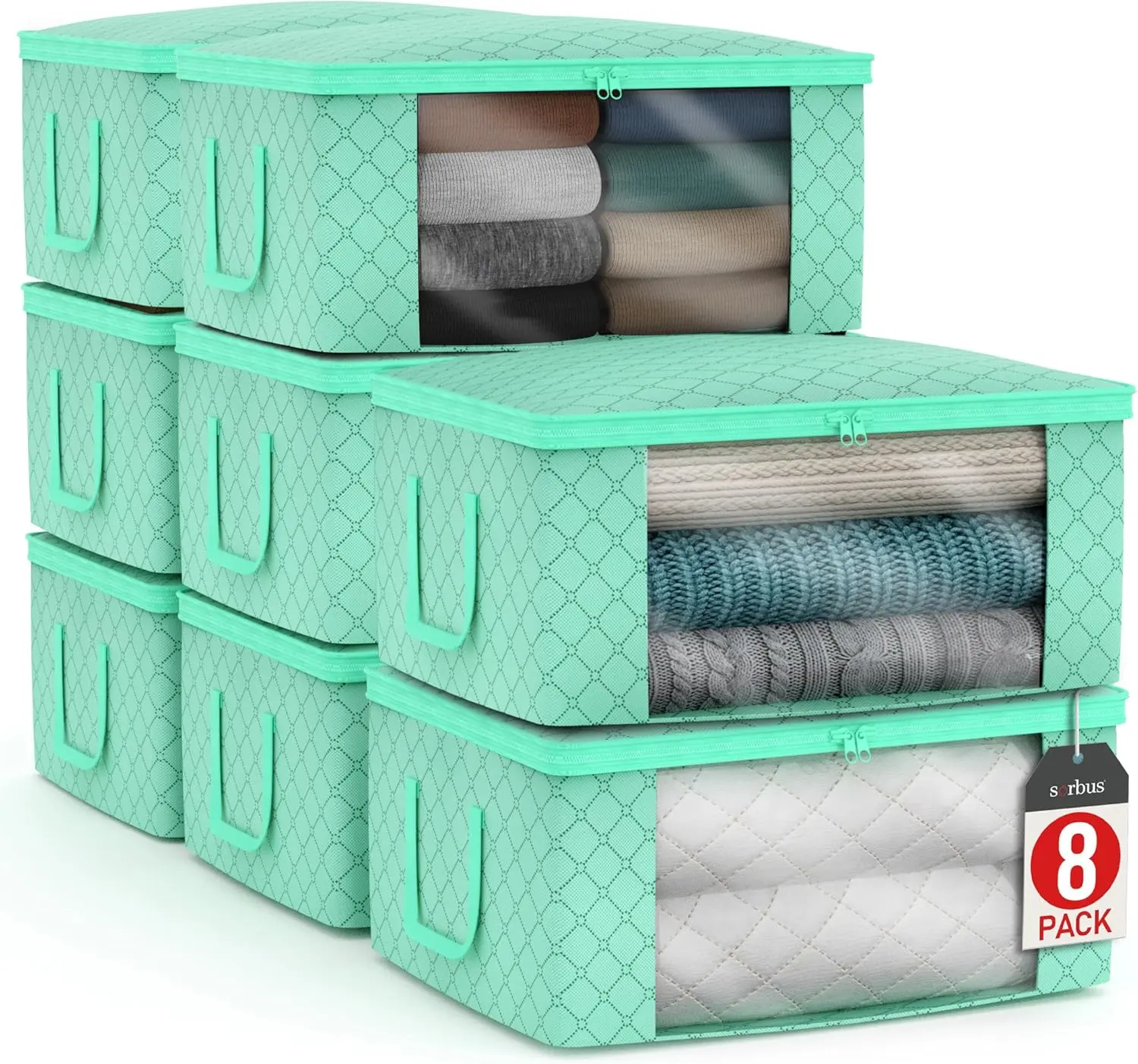 Sorbus Medium Foldable Clothes Storage Bags - Lightweight, Flexible Configuration Large Storage Containers for Bedroom, Closet Organization Ideas (Teal), Window