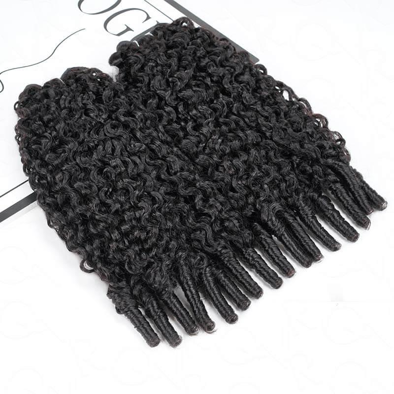 QVR Burmese Curly Hair Bundle With Spiral curls Double Drawn Virgin Human Hair Weave