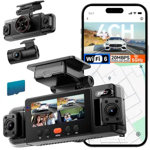 IIWEY N6 360° Dash Cam 4 Channel, 5.8G WiFi-6 (up to 20MB/s) with App, Free 128GB Card, FHD Front & Rear Inside Dash Cam for Car, 8 IR Lights Night Vision, GPS, 24/7 Parking Mode, G-Sensor