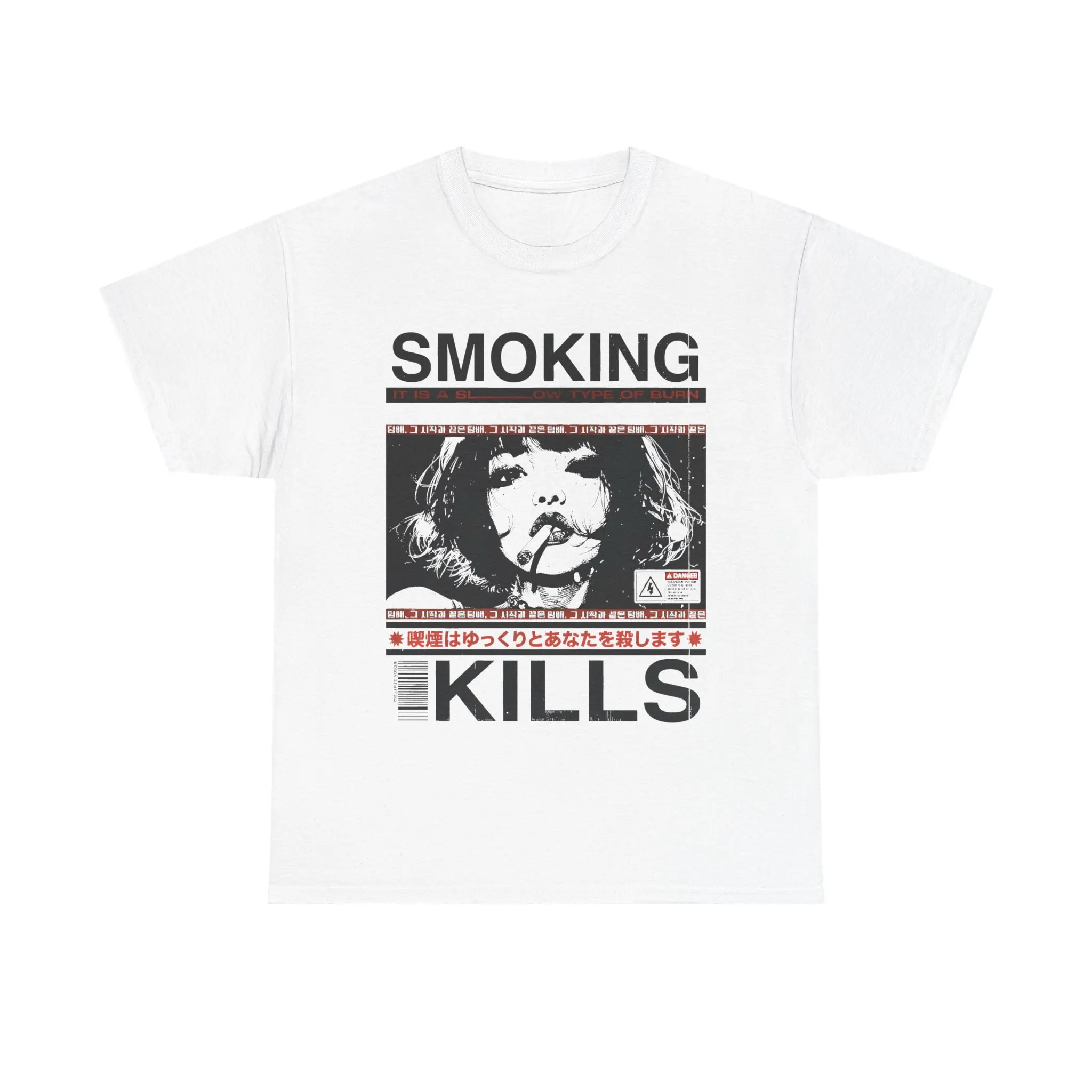 [100% Cotton] Smoking Kills Retro Manga Style Graphic T-Shirt