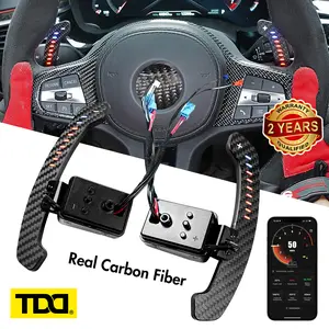 TDD carbon fiber LED Magnetic Paddles Shifter Compatible with BMW 1 2 3 4 5 7 Series F80 F20 F22 F23 F45 F46 F30 G30 G38 G80 F80 F82 F83 F87 F90, Compatible with Mini F55/F56/F57/F60 and Supra A90 MK5 Car steering wheel modification Parts