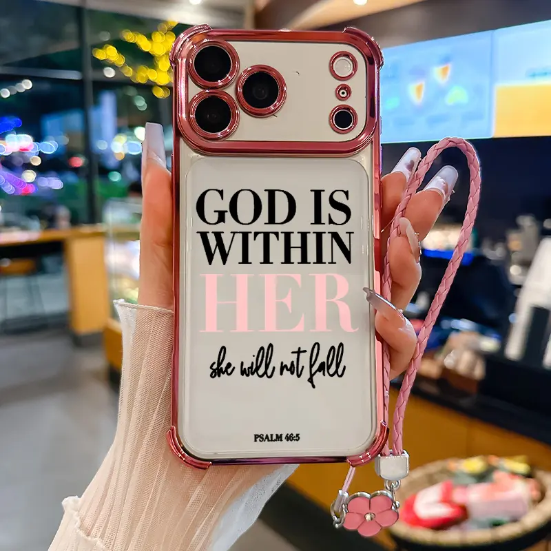 God Is Within Her | Psalm 46:5 Pattern Phone Case for iPhone Samsung Galaxy 17Pro Max Air 16 15Plus 14 13 12 11 S26 S25 S24 S23 S22 Cases, Shockproof Drop, Protection Durable, Empowering Scripture Verse Pattern Durable Bumper with Lanyard Art.
