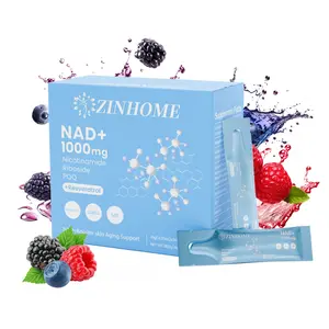 ZINHOME NR1000 NAD Berry Juice with Quercetin & Trans Resveratrol PQQ for Skin Aging Support Energy & Focus 30 Packs