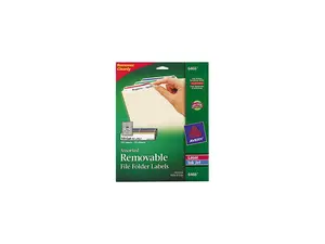 Avery 6466 Removable Filing Labels for Inkjet/Laser, 2/3 x 3-7/16, Assorted, 750/Pack