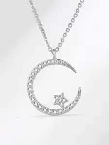 New Star Moon Zircon Necklace, Super Shiny High-End Design, Unique Style, Star Moon Collarbone Necklace, Fashion Jewelry, Statement Necklace