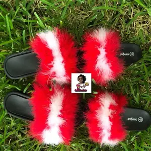 Handmade Furslides Fluffy Slides Comfortable Summer Sandals