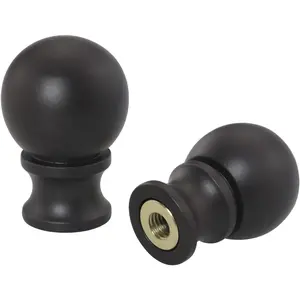 2pcs Dual-Thread Lamp Finial Oil Rubbed Bronze Steel Ball Knob Cap for Lamp Shade Harp Holder Decoration