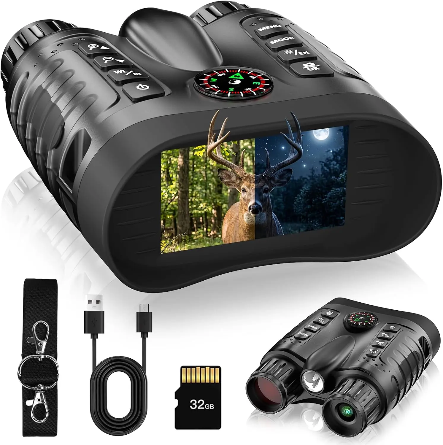 4K Night Vision Binoculars with Camera, 36MP Full Color Night Vision Goggles, 1314FT IR Night Vision, 3.2" Screen, Photo & 4K Video Recording for Bird Watching Camping Outdoor Exploration