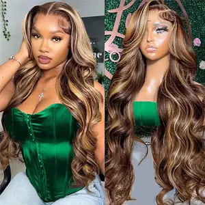Uwigs 4 27 Highlight Wig Human Hair Honey Blonde Body Wave 13×4 Lace Front Wig Brown Ombre Colored Human Hair Wigs Outdoorfun