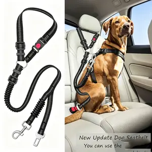Dog Car Seat Belt - Adjustable Length Pet Safety Leash, Dual-Safe Design Dog Traction Rope for Car Interior Accessories