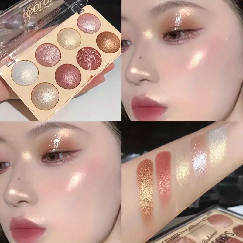 8-Color Glitter Eyeshadow Palette | Shimmering Party Look Diamond Glow Eyeshadow | Long-lasting Shiny Finish| Multi-use for Eyes and Cheeks
