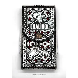 MEN'S WESTERN LASER CHALINO SILVER LEATHER PHONE CASE -M310