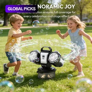 Dual Head Remote Control Bubble Machine, Rechargeable RGB Atmosphere Light, 360° Auto Rotation, Includes 50ML Concentrated Solution, Party Bubble Machine #GLOBAL PICKS