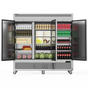 Coolski 82" W Commercial Refrigerator 72 Cu.ft 3 Door Reach-in Stainless Steel Commercial Refrigerator