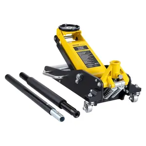 VEVOR Low Profile Floor Jack 2 Ton (4400 lbs), Heavy Duty Aluminum Hydraulic Racing Floor Jack, Hydraulic Car Jack, Dual Piston Quick Lift Pump, 3.2-14.6 Height Lifting Range (Yellow)