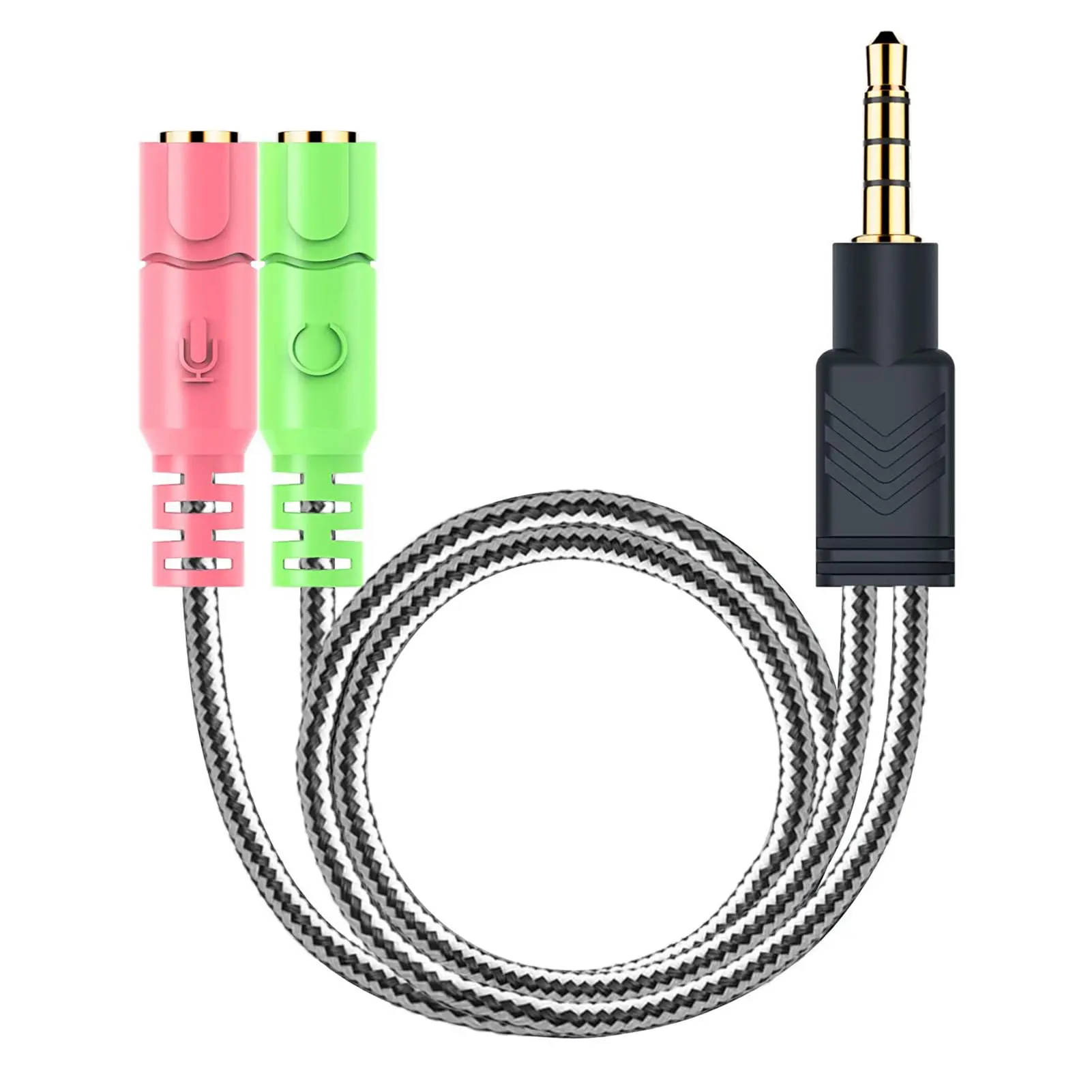 Headphone Mic Splitter  3.5mm Headset Adapter (microphone + Audio) 2 Trs Female To Trrs Male Ctia Stereo Jack Y Cable Compatible For Dual-plug Gaming Ps4 Phone Laptop Pc
