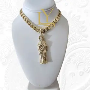 LaYaiBoutique #1557 Saint Jude Thaddeus Necklace and Pendant Large Size 14k Gold Plated High Quality