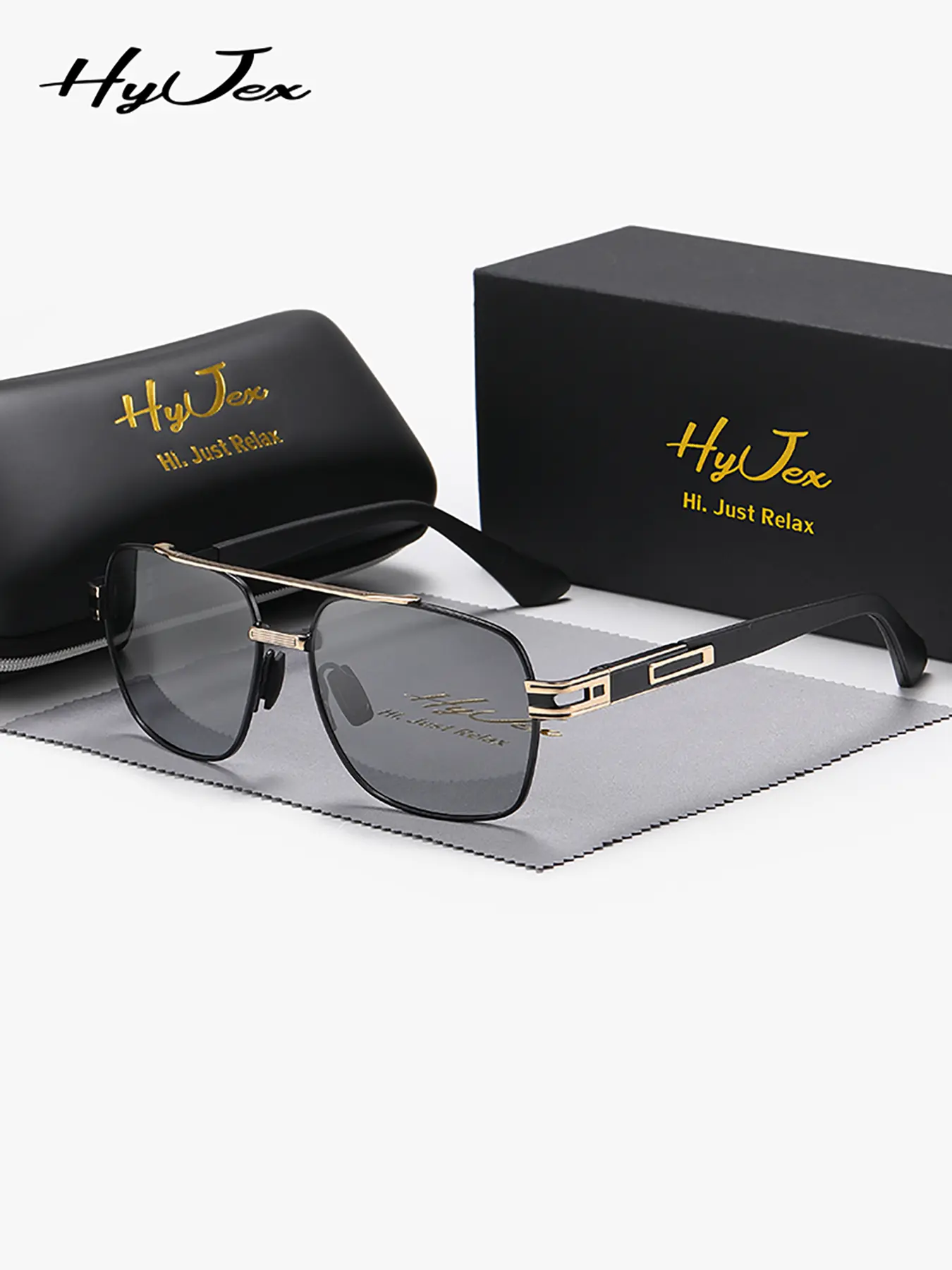 HyJex 1 Piece Unisex Full Frame Metal Frame Sunglasses，Polarized Square Frame Shades Sunglasses UV400，Exudes Refinement, Casual Stylish Glasses, Trendy Casual Sunglasses