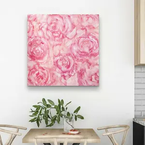 Begin Home Decor C1RC32327CQ1VU 32 x 32 in. Roses in Watercolor - Romantic Pink Canvas for Home Decor