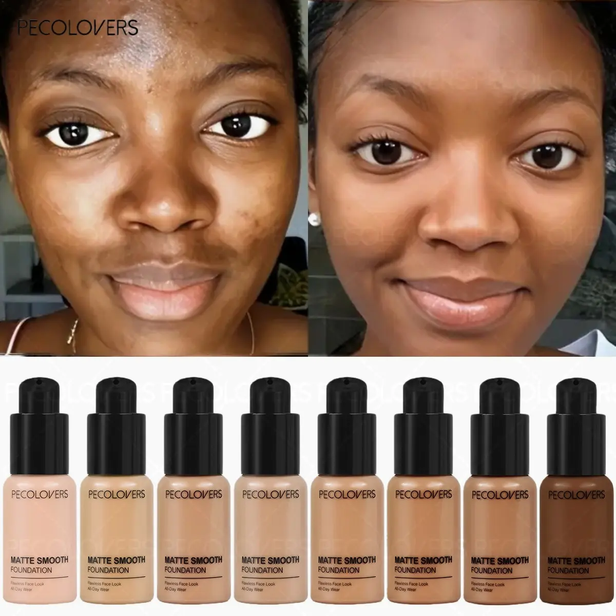 Liquid Foundation Cream Full Coverage Concealer Whitening Moisturizer Oil-control Waterproof Face Foundation Makeup Longwearing Waterproof Makeup