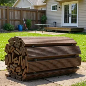 PIYPIY 6/8/10/12ft Wooden Garden Pathway, Outdoor Roll Out Decorative Garden Walkway, Weather-Resistant Non-Slip Hardwood Pathway for Garden, Backyard, Beach, Wedding Party Pathways(Dark Brown)