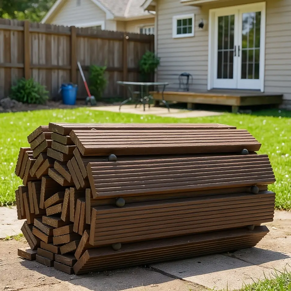 PIYPIY 6/8/10/12ft Wooden Garden Pathway, Outdoor Roll Out Decorative Garden Walkway, Weather-Resistant Non-Slip Hardwood Pathway for Garden, Backyard, Beach, Wedding Party Pathways(Dark Brown)