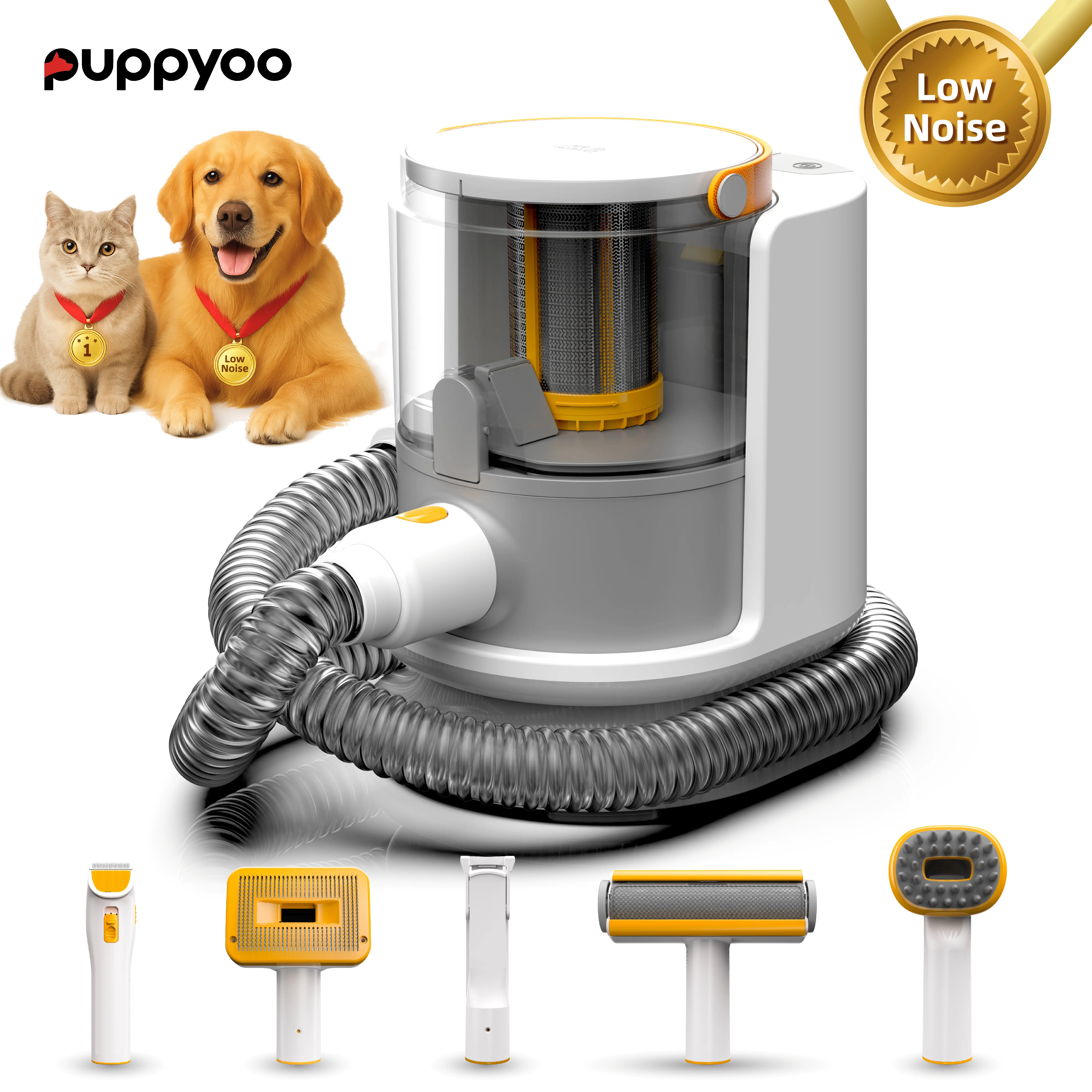 Puppyoo Pet Grooming and Vacuum Cleaner for Dogs and Cats ，12000Pa Vacuum Brush for Shedding Grooming, 1.5L Dust Cup, 4m Power Cord Length, Pet Produc