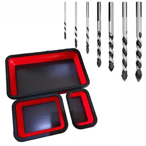 Magnetic Drill Bit Holder with Drill Bit Set, Magnetic Part Tray, Multifunctional Drill Bit Storage Tray, Tool Organizer for Wall Drill, Glass Ceramic Tile Marble Hole Opener