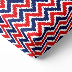 Bacati Ikat Chevron 100% Cotton Percale Fitted Crib Sheet – Chevron – Navy/Red