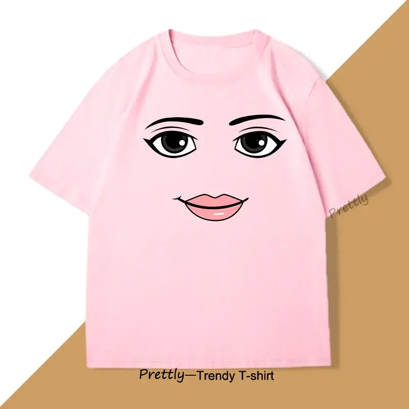 Novelty Robloxs Woman Face Game Meme Tshirt Men Women Cotton Round Neck Short Sleeve Print T Shirt Mens Clothing Summer Top Tee Casual Menswear
