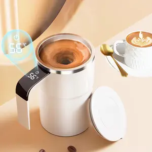 380ML Magnetic Stirring Coffee Mug, Rechargeable 150mah Automatic Mixer Cup, Stainless Steel Travel Mug with Digital Display Reusable Drinkware Reuse