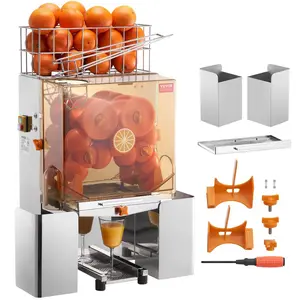 【Summervibes】VEVOR Commercial Orange Juicer Machine,  120W Automatic Juice Extractor with Water Tap, Stainless Steel Orange Squeezer 20 Oranges/Minute, with Pull-Out Filter Box, PC Cover, 2 Peel Collecting Buckets