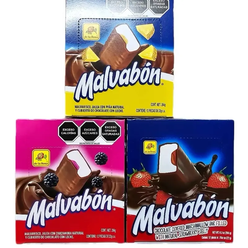 Malvabon Marshmellow Bars 12pc - 264g | Pick from Strawberry, Pineapple, Blackberry or One of each